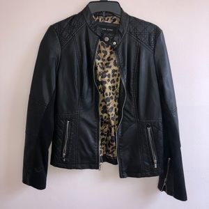 Black Rivet Faux Leather Lined Jacket